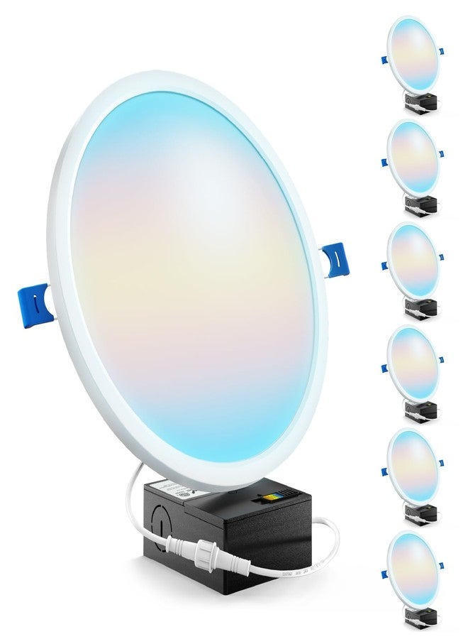 صنكو لايتنغ مجموعة من 6 مصابيح سقف LED رفيعة بدون علبة من Sunco، مقاس 8 بوصات، بتصميم مسطح دائري رفيع، شدة إضاءة 1800 لومن، استهلاك طاقة 15 واط (ما يعادل 100 واط)، درجة حرارة لون قابلة للتحديد: 2700 كلفن / 3000 كلفن / 4000 كلفن / 5000 كلفن / 6000 كلفن، قابلة للتعتيم (معتمدة من ETL). - Image 1