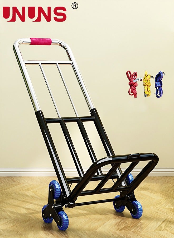 UNUNS Foldable Trolley,Stair Climbing Model Six-Wheeled Trolley With Telescopic Handle and Rubber Wheels for Luggage,Travel,Car,Moving and Office  - Image 1