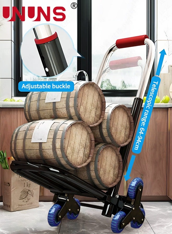 UNUNS Foldable Trolley,Stair Climbing Model Six-Wheeled Trolley With Telescopic Handle and Rubber Wheels for Luggage,Travel,Car,Moving and Office  - Image 2
