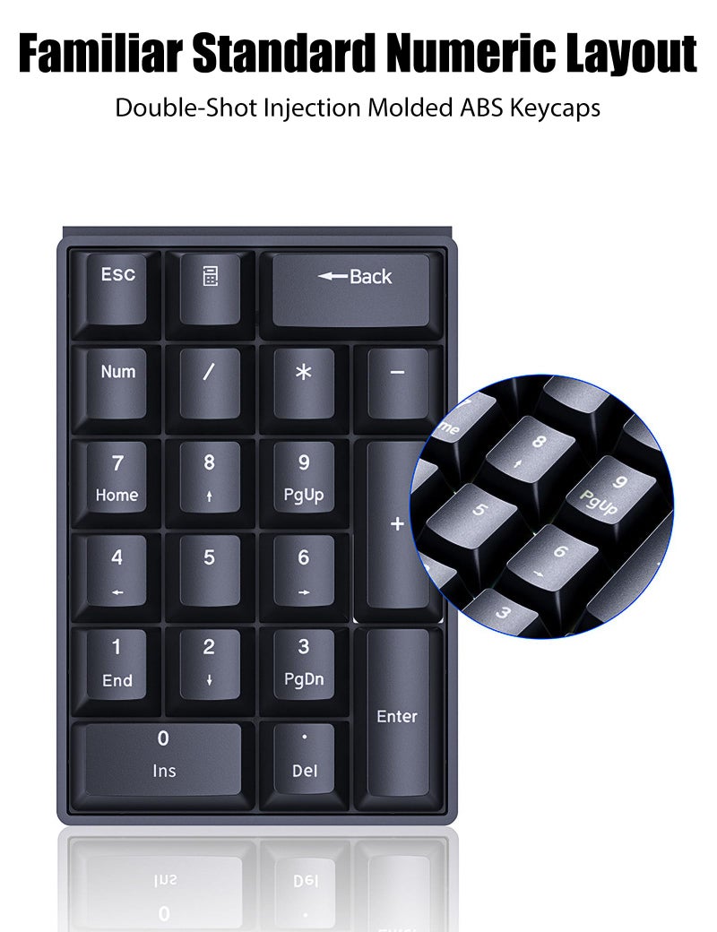 TISHLED Wired Mechanical Numpad Rainbow LED Backlit 20-Key Number Pad Brown Switches Shine Through Keycaps Detachable Cable Numeric Keyboard for PC/Laptop/Win/Mac, White - Image 3