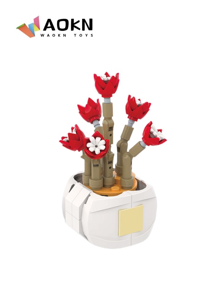 WAOKN New Creative Assembly Simulation Flowers Pot Small Particle Building Blocks Creative Art Decoration Gift