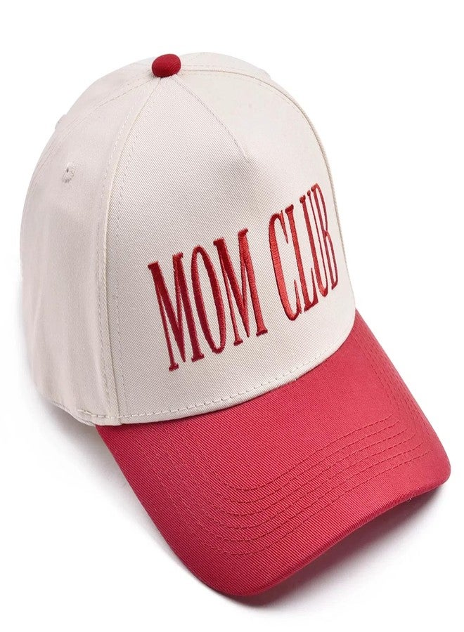 Erying Vintage Trucker Hats for Women Two Tone Trendy Embroidered Baseball Cap Funny Gifts Mom Club Red - Image 4