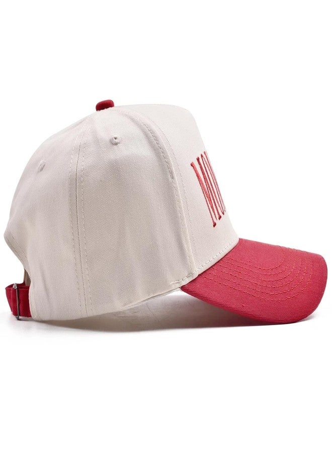 Erying Vintage Trucker Hats for Women Two Tone Trendy Embroidered Baseball Cap Funny Gifts Mom Club Red - Image 3