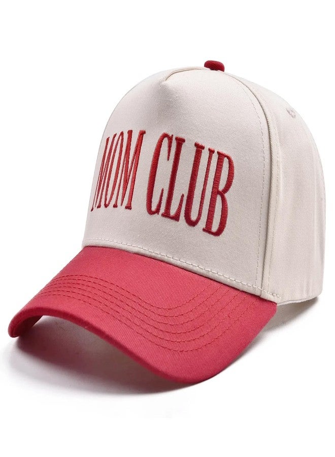 Erying Vintage Trucker Hats for Women Two Tone Trendy Embroidered Baseball Cap Funny Gifts Mom Club Red - Image 2