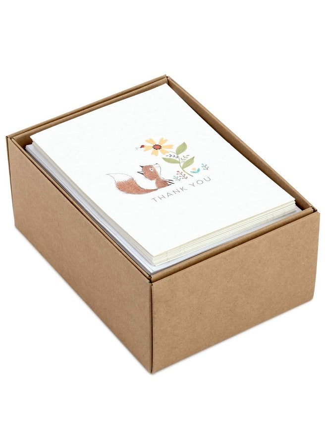 هولمارك مجموعة بطاقات الشكر لحفلات استقبال المولود من هولمارك، حيوانات الغابة (48 بطاقة مع مظاريف للمولود الذكر أو الأنثى) الغزلان والبومة والدب والثعلب - Image 3