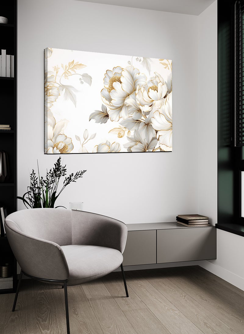 LOWHA Canvas Wall Art Stretched Over Wooden Frame with Flowers Modern Painting - Image 1