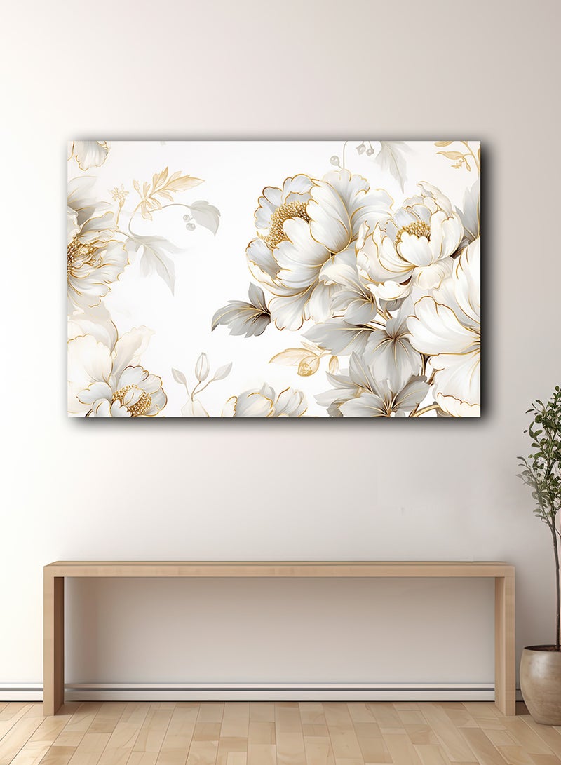 LOWHA Canvas Wall Art Stretched Over Wooden Frame with Flowers Modern Painting - Image 2