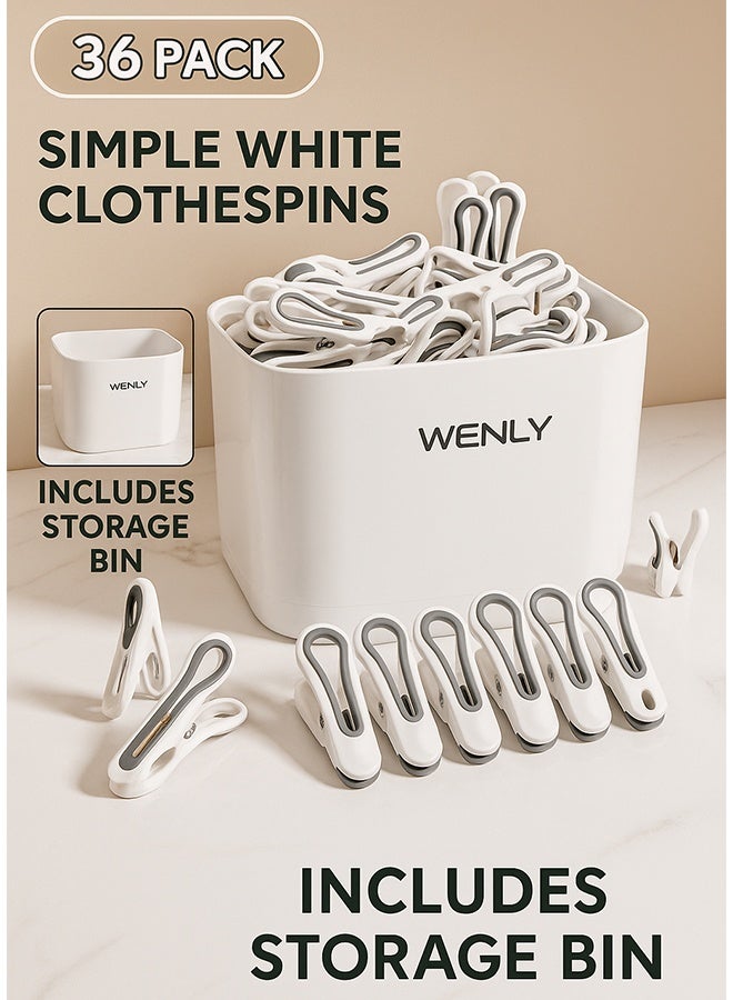 WENLY 36PCS Plastic Clips with Storage Box, Clothes Hanging Pegs, for Laundry, Bags, and Food (Small Size) - Image 1