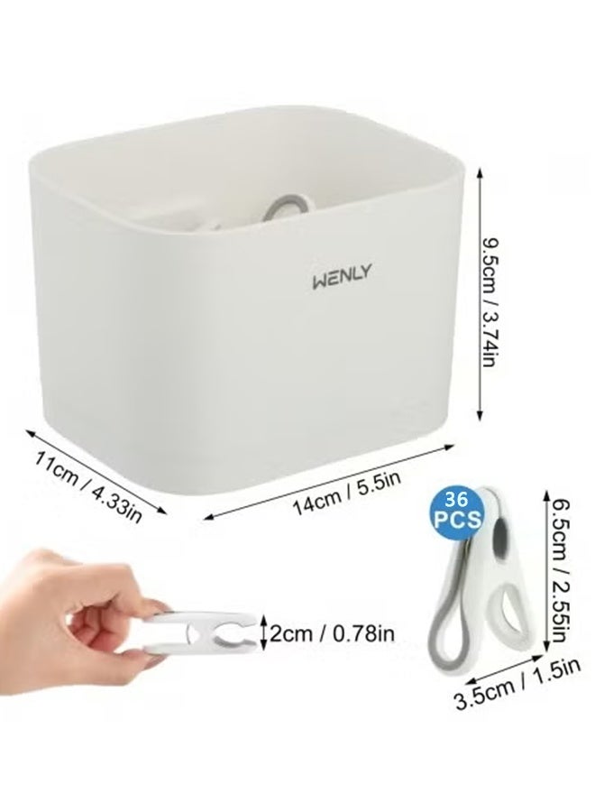 WENLY 36PCS Plastic Clips with Storage Box, Clothes Hanging Pegs, for Laundry, Bags, and Food (Small Size) - Image 2