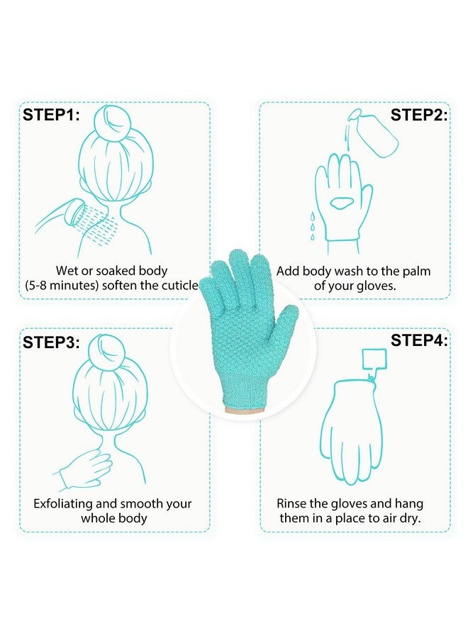 Evridwear Evridwear Exfoliating Gloves for Shower, 100% Nylon Thick Soft Medium Heavy Bathing Gloves Dead Skin Remover Body Scrubber Smooth Skin with Hang Loop, Angel Blue  - Image 5