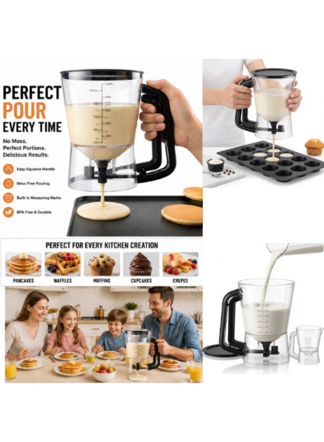 AMM Pancake Batter Dispenser with Measuring Marks – Easy Pour Baking Funnel for Pancakes, Waffles, Muffins & Cupcakes – No Mess Batter Separator for Kitchen Baking, Crepe & Griddle Accessories - Image 2