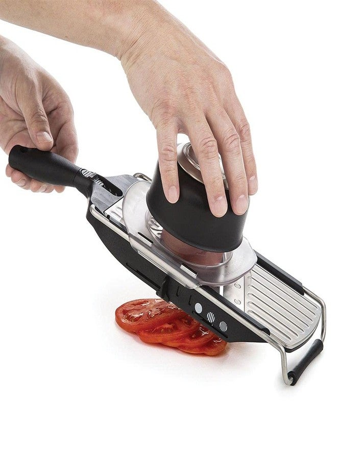 PL8 Professional Slicer - Adjustable 3-in-1 Slicing & Julienne Tool with Stainless Steel Slicing Ramp, Integrated Blades, Safety Hand Guard and soft-grip handle. - Image 3