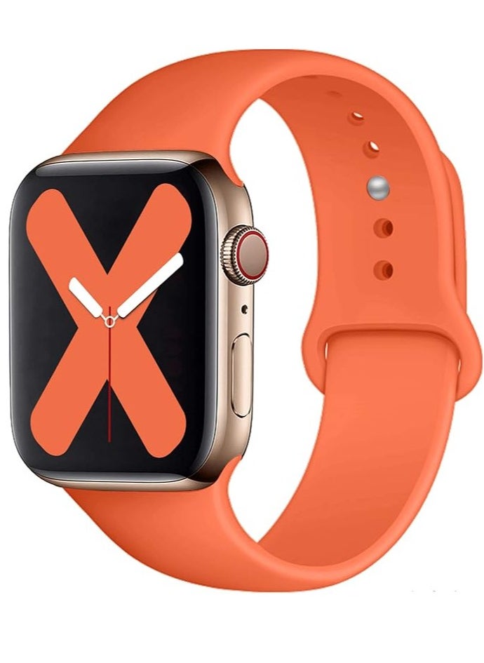 ten.tech - Ten Tech Silicone Sport Band for Apple Watch 41mm 40mm 38mm, Waterproof Soft Silicone Sports Band for iWatch SE 8/7/6/5/4/3/2/1, - orange - Image 1