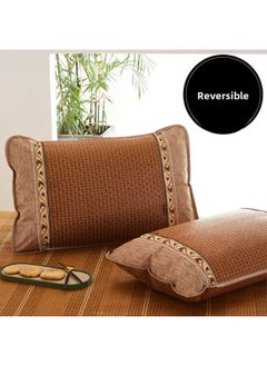 Summer Ice Silk Pillowcase Mat Rattan Pillowcase A Pair Of Thickened Encryption Non-slip Single 48x 74cm Pillow Dream Area-Color:Classic Backgammon Pillowcase✦-Specifications:48x74cm (one Pair)✦