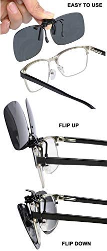 Success Eyewear نظارات شمسية قابلة للتثبيت مع عدسات قطبية قابلة للرفع، تتثبت على النظارات الطبية، تشمل علبة، مجموعة من 2 - Image 3