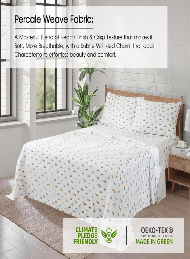 Ivellow Twin Sheets Set Kids 100% Natural Cotton Sheets Soft Breathable Durable Lightweight Crispy Percale Bed Sheets 16" Deep Pocket Excavator Car Patterned Kids Twin Bedding Dorm Essentials - Image 3
