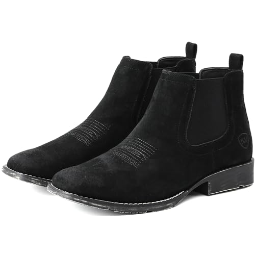 IUV Genuine Cowhide Suede Chelsea Boots For Men Western Boots Ankle Boot Casual Dress Slip On - Image 1