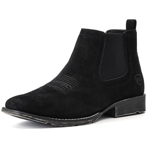 IUV Genuine Cowhide Suede Chelsea Boots For Men Western Boots Ankle Boot Casual Dress Slip On - Image 2
