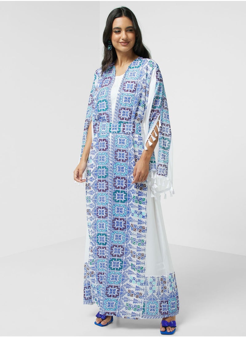 hayas closet - Embroidered Belted Abaya - Image 1