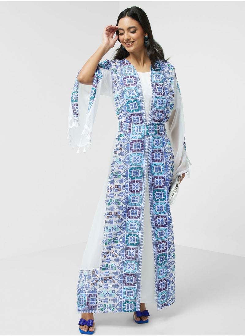 hayas closet - Embroidered Belted Abaya - Image 1