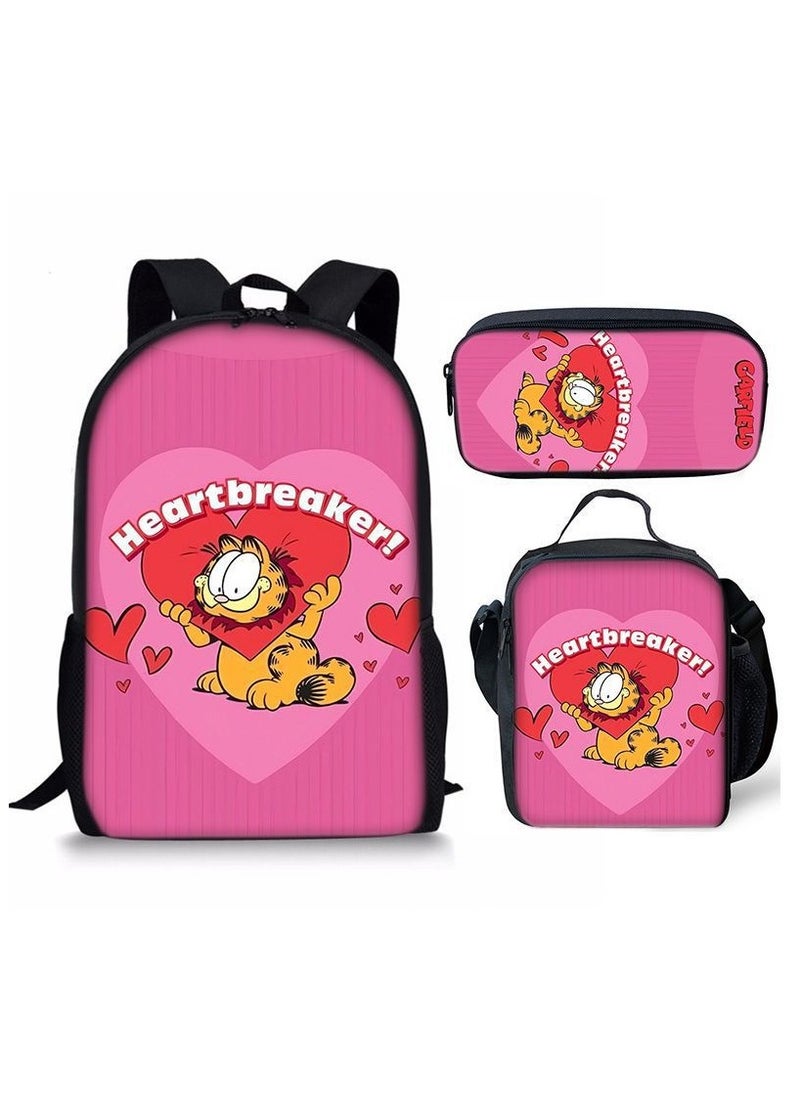 Garfield - New Style Cartoon Student Backpack Three-Piece Set 29*42*16cm - Image 1