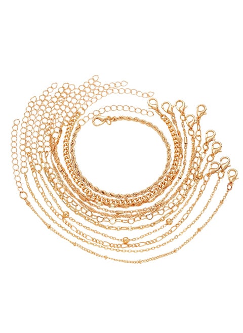 11-Piece Gold-Tone Chain Bracelet Set  Elegant & Adjustable