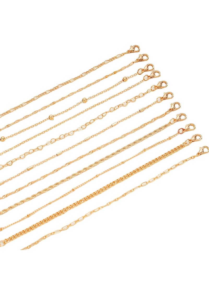 Huitich - 11-Piece Gold-Tone Chain Bracelet Set  Elegant & Adjustable - Image 1