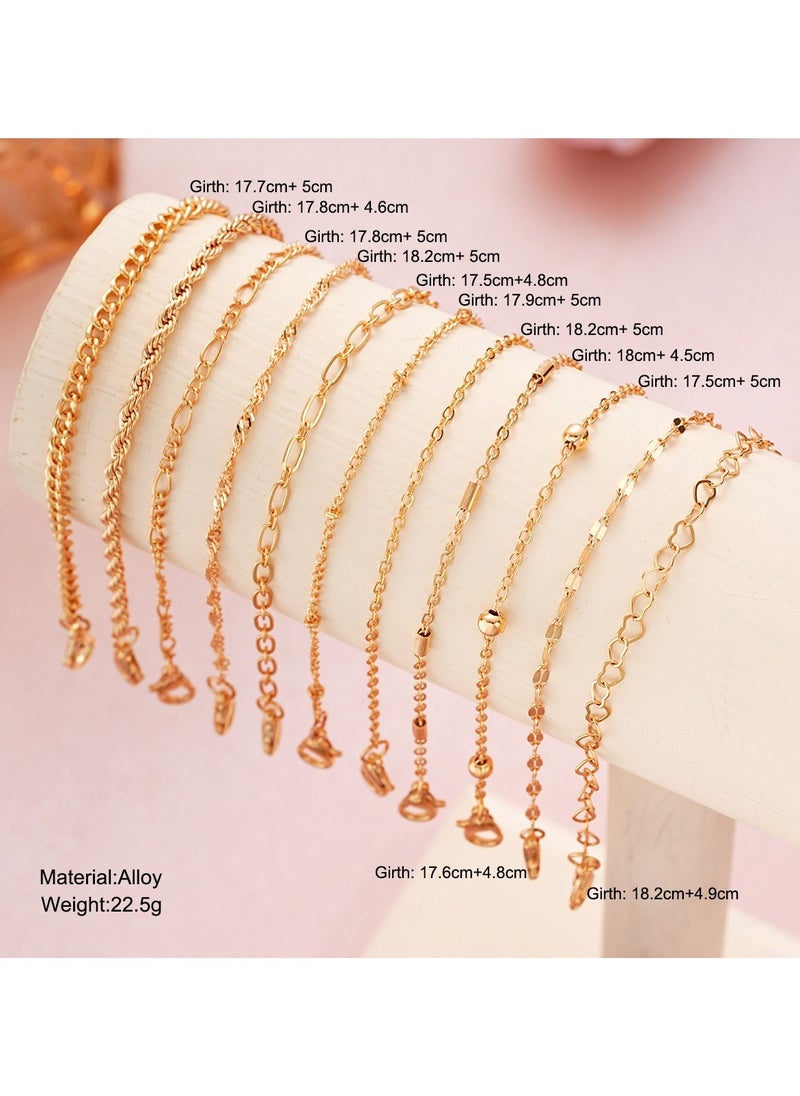 Huitich - 11-Piece Gold-Tone Chain Bracelet Set  Elegant & Adjustable - Image 1