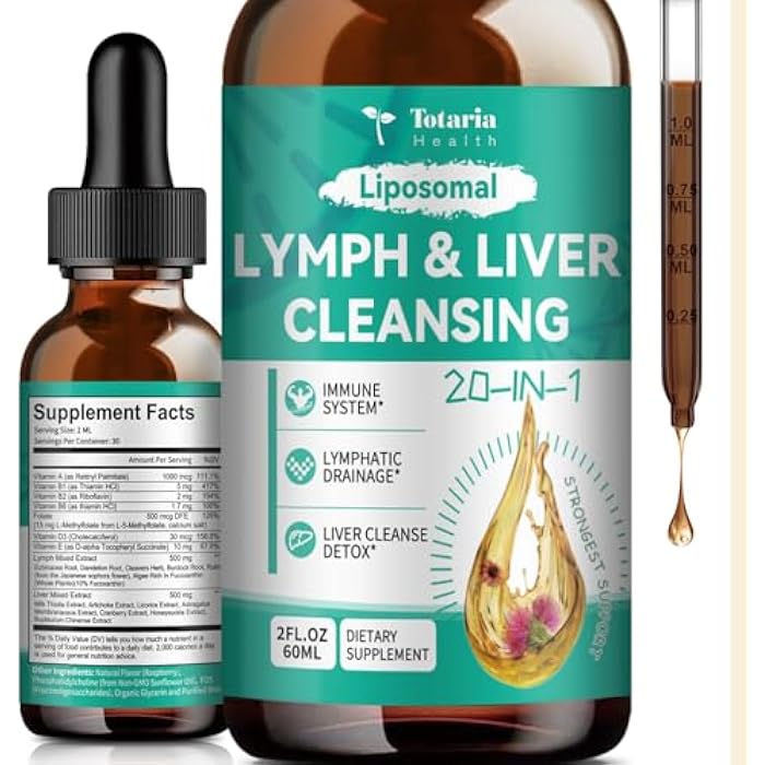 Totaria Strongest ''Lymph-Liver'' Cleanse Detox, Liposomal Organic Milk Thistle, Echinacea, Artichoke Lymphatic Drainage & Liver Repair Supplement with All Vitamins, 2 Fl.Oz - Image 1