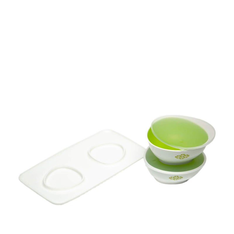 Gluman Peppy Multipurpose Airtight 2 Bowl Set with Tray and Lids - Food Grade Dry Fruits, Pickle, Dessert, Snacks Container Storage (Green) - Image 3