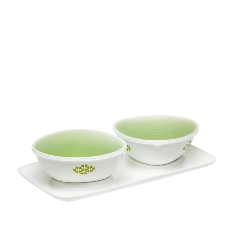 Gluman Peppy Multipurpose Airtight 2 Bowl Set with Tray and Lids - Food Grade Dry Fruits, Pickle, Dessert, Snacks Container Storage (Green) - Image 2