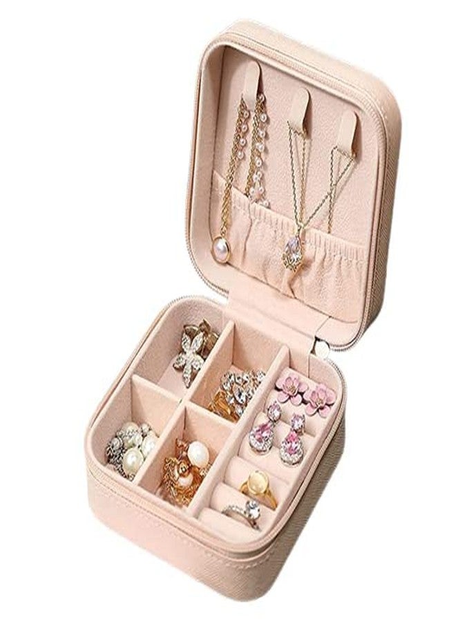 PU Leather Jewellery Organisers Mini Jewelry Organizer Box for Women Travel Ring, Pendant, Earring, Necklace Storage (Pink)