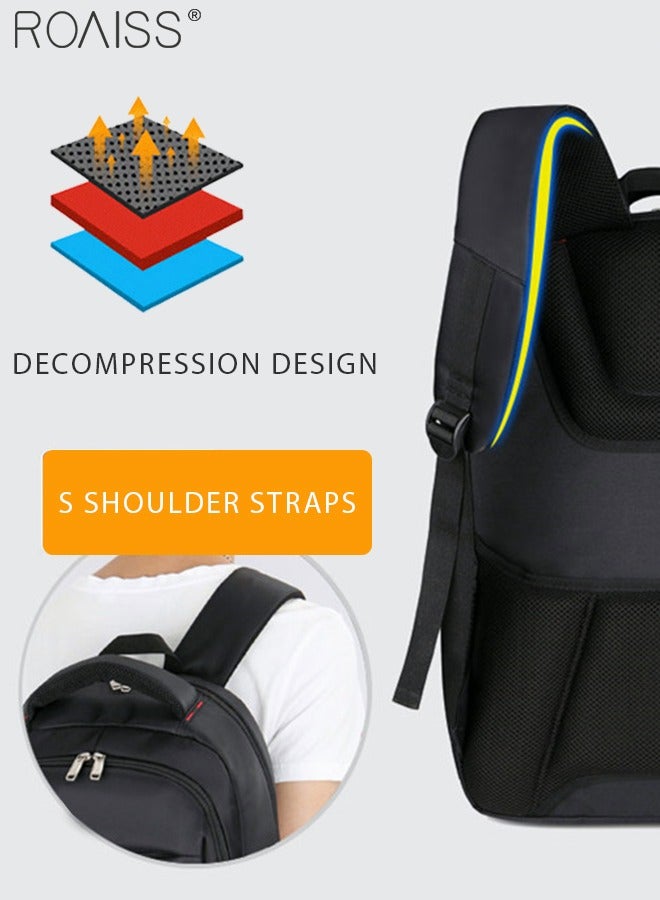 roaiss Large Capacity Business Backpack Waterproof Travel Backpack College School Computer Backpack Simple Leisure Daypack for Men Women Fits 15.6 Inch Notebook Black - Image 5