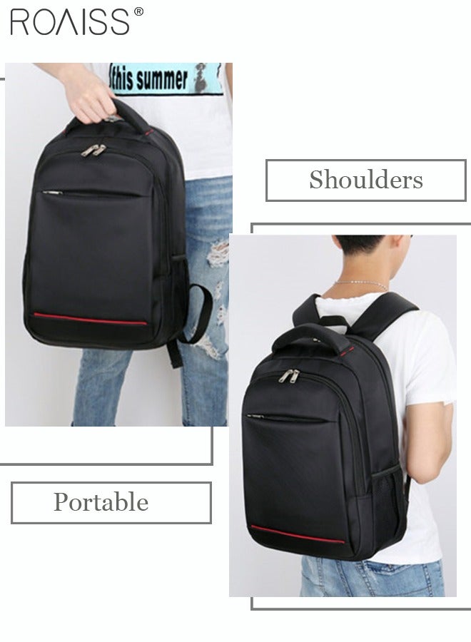 roaiss Large Capacity Business Backpack Waterproof Travel Backpack College School Computer Backpack Simple Leisure Daypack for Men Women Fits 15.6 Inch Notebook Black - Image 2