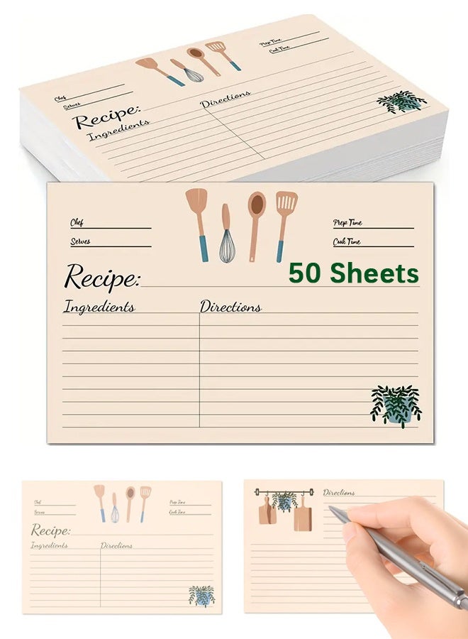 Wffo 50 Sheets Recipe Cards, 4x6 Inches Double Sided Cards, Blank Cardstock Cards for Recording Recipes, Kitchen Diaries, Bridal shower, Banquet Preparation - Image 1