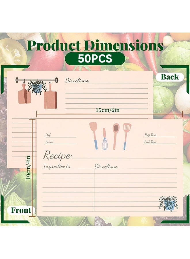 Wffo 50 Sheets Recipe Cards, 4x6 Inches Double Sided Cards, Blank Cardstock Cards for Recording Recipes, Kitchen Diaries, Bridal shower, Banquet Preparation - Image 2