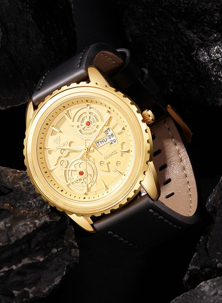 ليبيغ LIEBIG ساعة رجالية جديدة مقاومة للماء بتقويم أسبوعي بميناء كبير للرجال ساعة عمل رجالية - Image 4