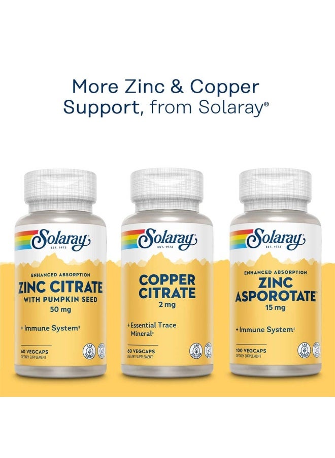 SOLARAY Amino Acid Chelate Zinc Copper Veg Capsules With Kelp & Pumpkin Seed For Healthy Immune System, Pack of 100's - Image 5