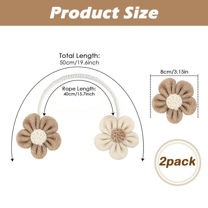 SRG Rope Curtain Tiebacks 2 Pack | Sunflower Curtain Tieback Boho | Simple Elegant DIY Curtain Holdbacks | Accessories Wall Decoration for Home Office | Cream&Khaki - Image 4
