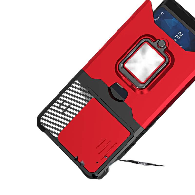 غطاء واقي بTPU+PC لـ Redmi Note 13 Pro مع مقاوم للصدمات وحامل بطاقات مع مقاوم للصدمات مع حماية من السقوط مع حامل قائم باللون Gold بوظيفة حامل من مادة TPU باللون الذهبي باللون الأح. - Image 5