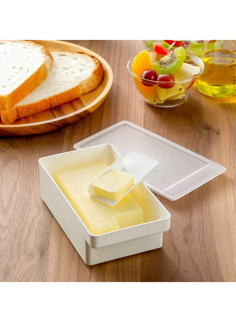 2 PCS Butter Cutting Storage Box with Lid, Airtight Rectangle Butter Dish Butter Keeper Cheese Container for Kitchen Food Storage, 15.9cmx8.8cmx4.9cm  - Image 1