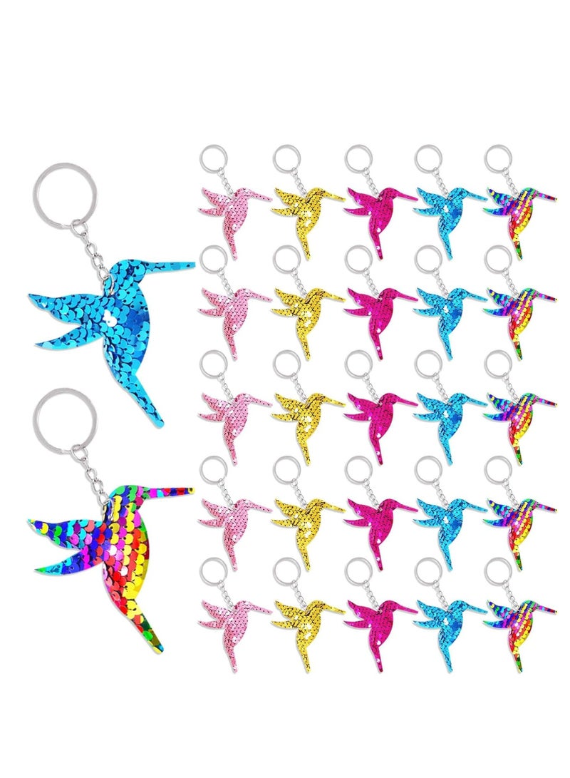 SYOSI Sequin Keychains for Party Favors, Bird Pendant Keychain for Kids and Adults Birthday Gift, Baby Shower Party 5 Colors 25 Pcs - Image 1