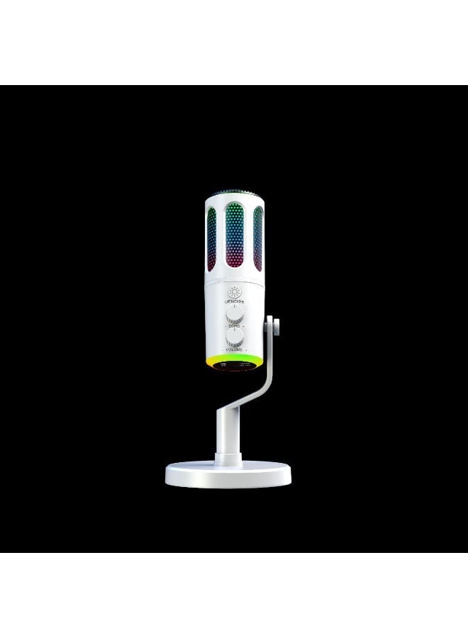 ميكروفون مكثّف USB RGB مع تقليل الضوضاء، بمنفذ Type-C وتقنية التوصيل والتشغيل (Plug & Play)، مناسب للألعاب والبث المباشر والتسجيل - Image 1