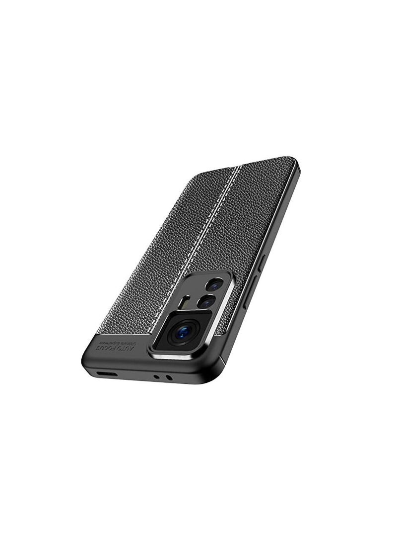GOLDEN MASK GOLDEN MASK For Xiaomi 12T Pro Case Litchi Carbon Fiber Case Anti Protection- (Black)  - Image 5