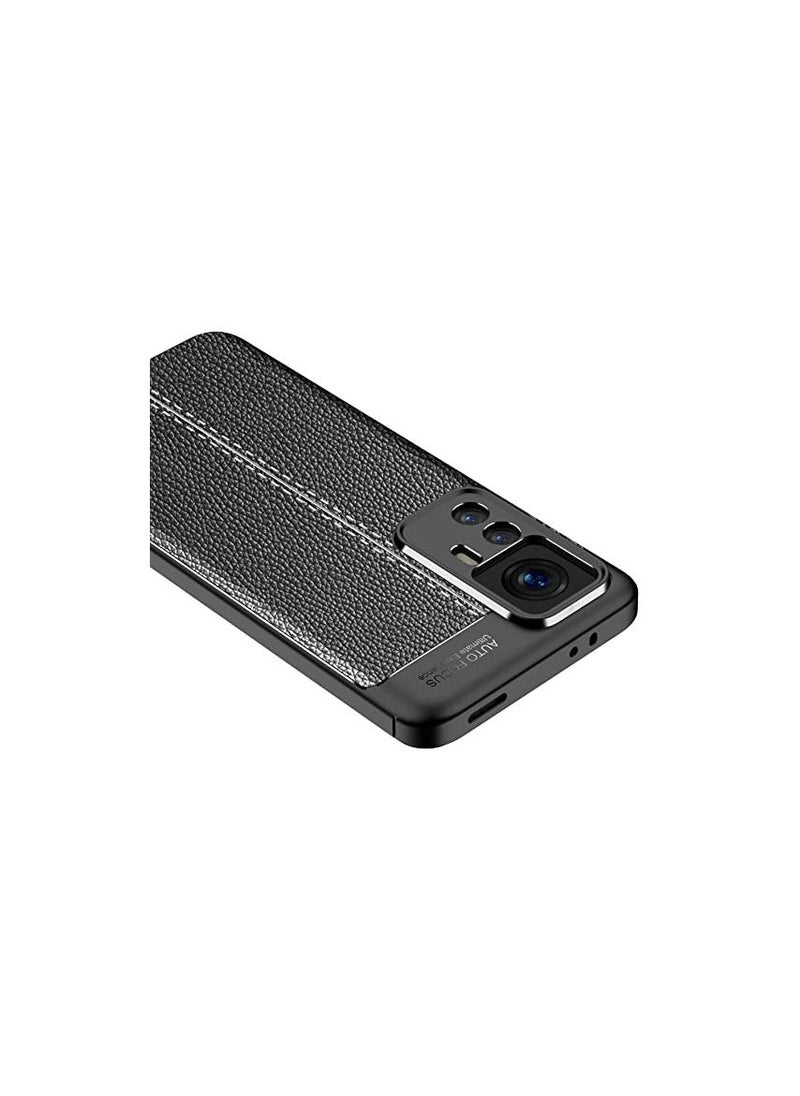 GOLDEN MASK GOLDEN MASK For Xiaomi 12T Pro Case Litchi Carbon Fiber Case Anti Protection- (Black)  - Image 3