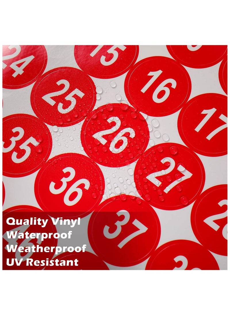 phomemo 10 Sheets 1 to 50 Number Stickers Number Stickers Self Adhesive Decal for Indoor and Outdoor Waterproof Labels Number Inventory Stickers for Inventory Classification (2.54CM-Red)  - Image 3