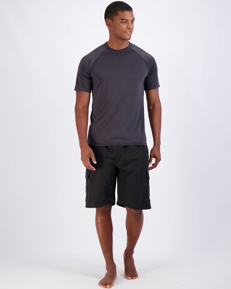 REALESSENTIALS Real Essentials 4 Pack: Mens Short Sleeve Rash Guard Shirt Quick Dry UPF 50+ Sun Protection Swim (Available in Big & Tall) - Image 5