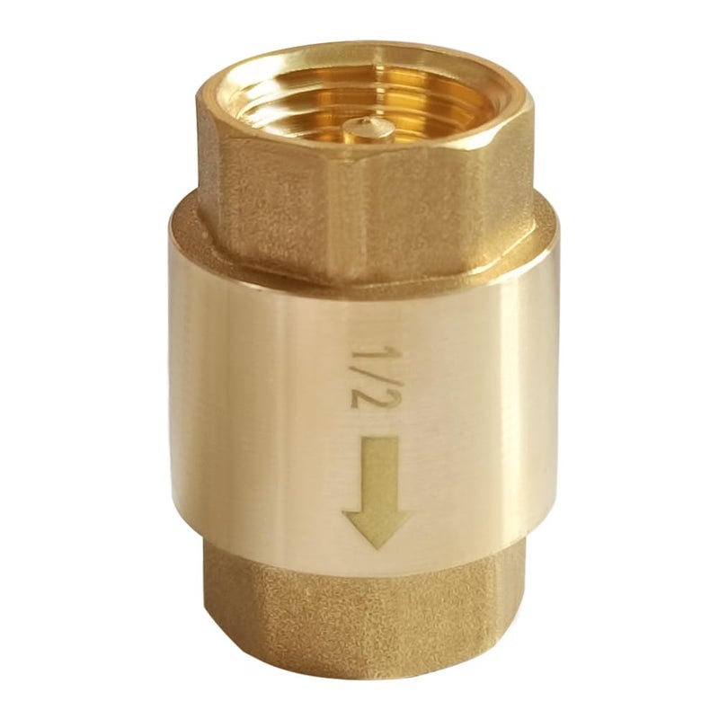 Uenede Solid Brass 1/2 Inch In-line Spring Check Valve 1/2" NPT Female Thread One-Way Non-return Prevent Water Back-flow - Image 5