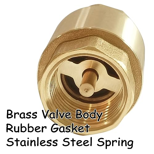 Uenede Solid Brass 1/2 Inch In-line Spring Check Valve 1/2" NPT Female Thread One-Way Non-return Prevent Water Back-flow - Image 4