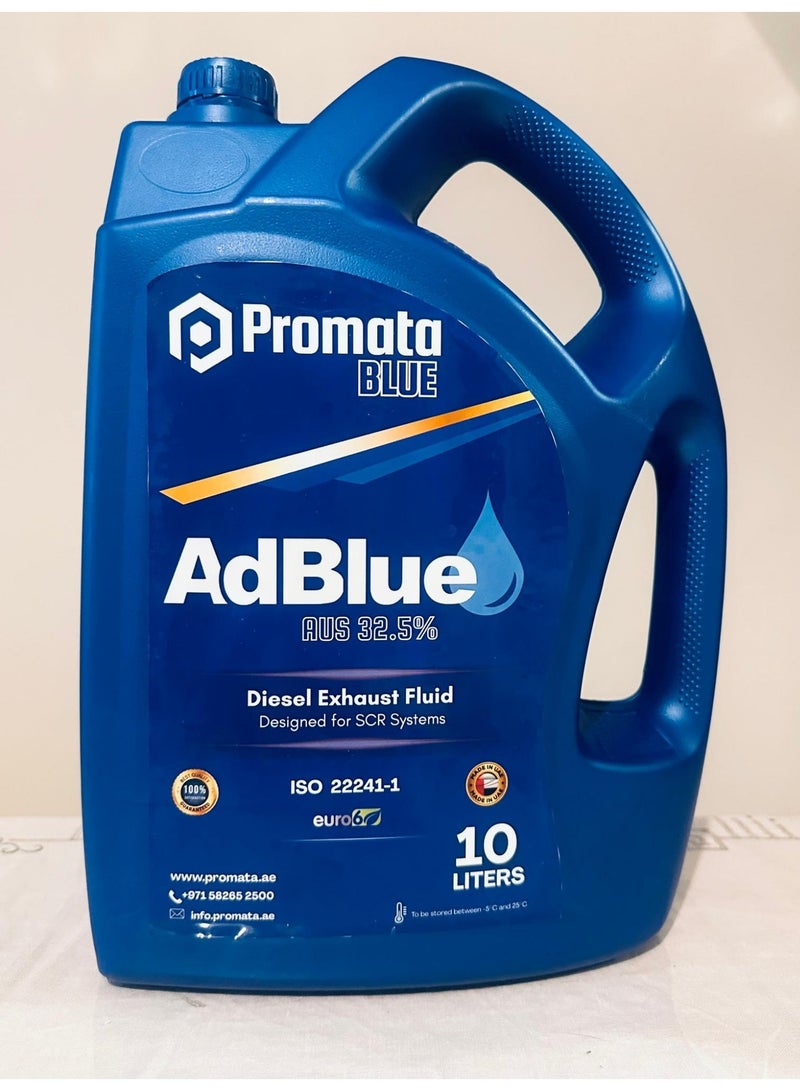 Diesel Exhaust Fluid, AUS 32.5% Solution, ISO 22241-1 Certified, 10 Litres, for SCR Systems, Emission Control DEF Promata Blue - Image 1